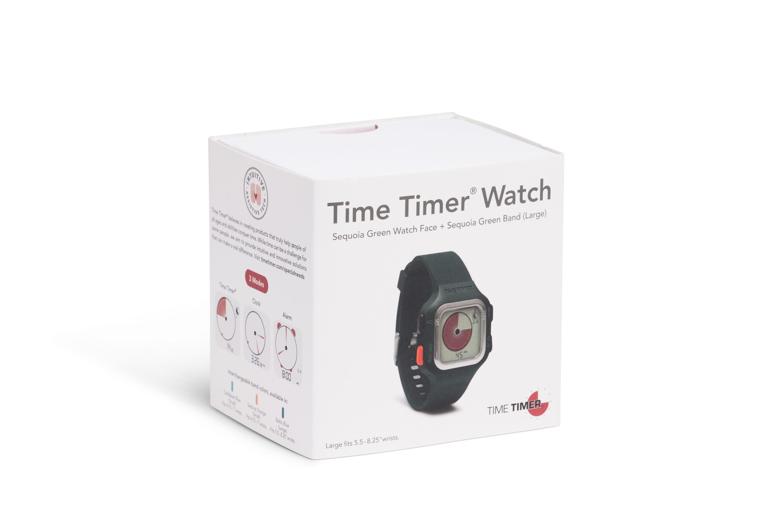 Verpakking ingepakt van groen digitaal Time Timer horloge.